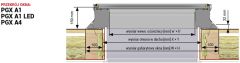 OKPOL PGX A4 okno do płaskiego dachu, z szybą mrożoną, o zmiennej przezierności - wymiary.