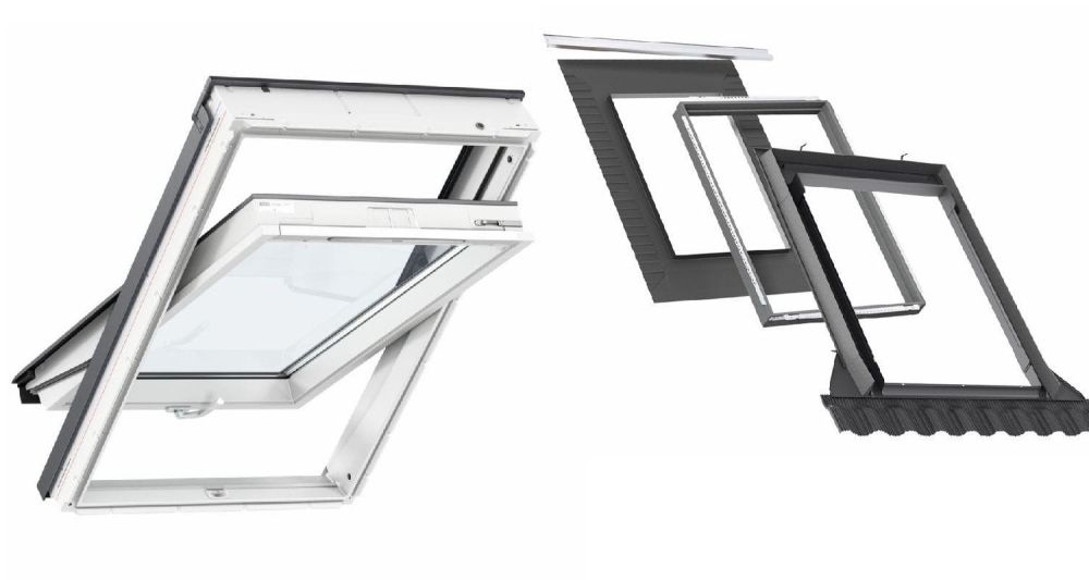 Pakiet: Okno VELUX GLU 1061B + kołnierz EDW 2000 MK06 78x118 z ramą izolacyjną BDX