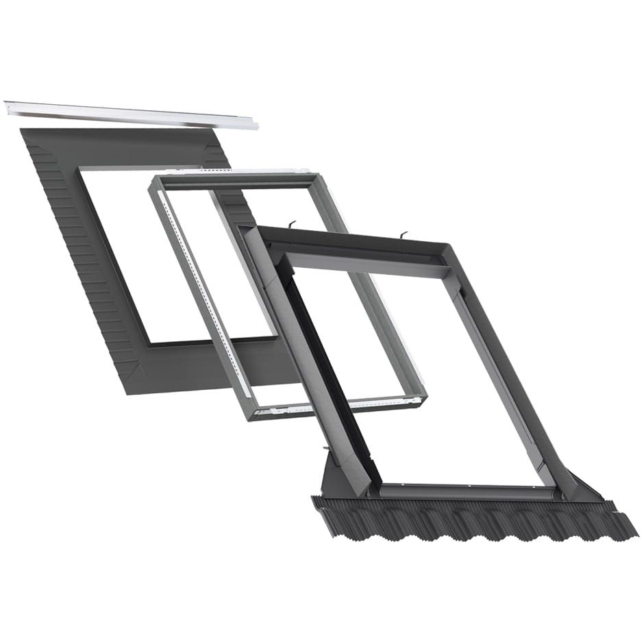 VELUX EDW 2000 - kołnierz uszczelniający do pokryć profilowanych z zestawem do ciepłego montażu BFX + BDX.