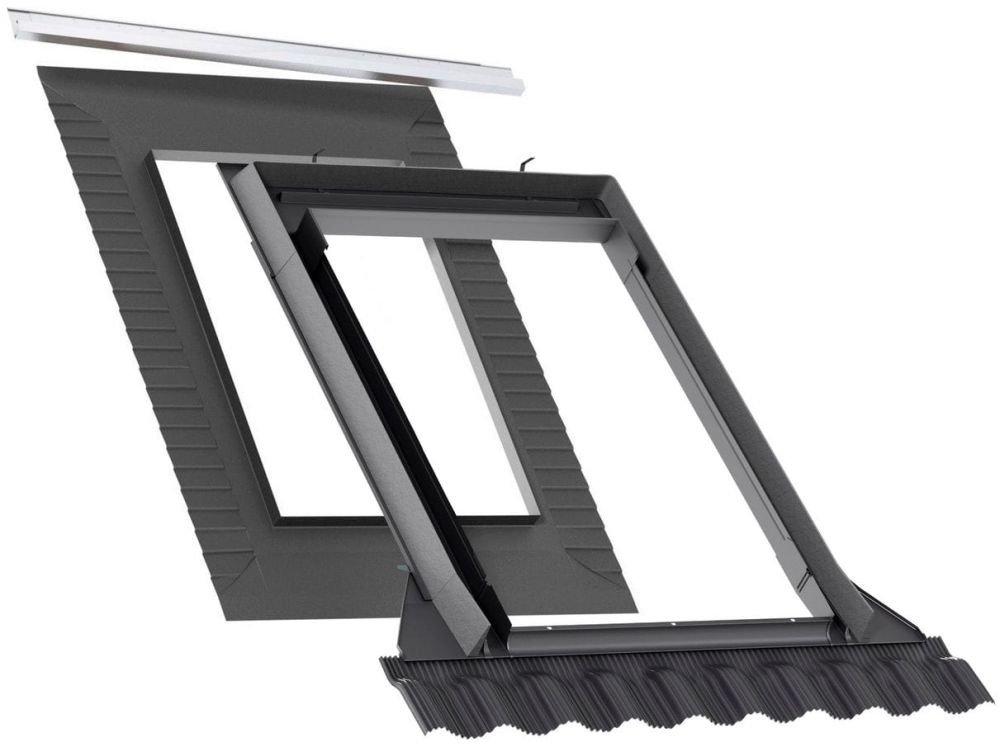 Kołnierz uszczelniający VELUX EDW 1000 z BFX i rynną odwadniającą.