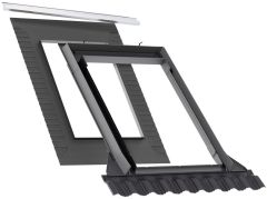 Kołnierz uszczelniający VELUX EDW 1000 z BFX i rynną odwadniającą.