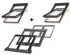 Zestaw 2 x okno VELUX GLL 1061 MK08 78x140 + kołnierz podwójny EKW 2021M