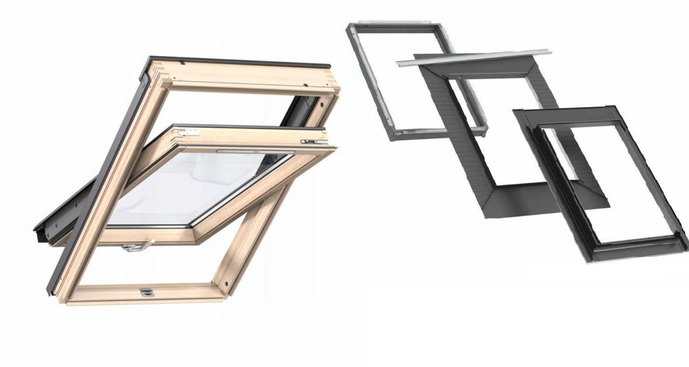 Zestaw VELUX GLL 1061B + EDT 2000 z BDX z do płaskiej dachówki