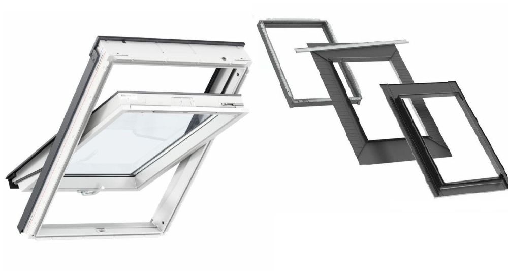 Pakiet: Okno VELUX GLU 1061B +  kołnierz do płaskiej dachówki EDT 2000 z ramą izolacyjną BDX