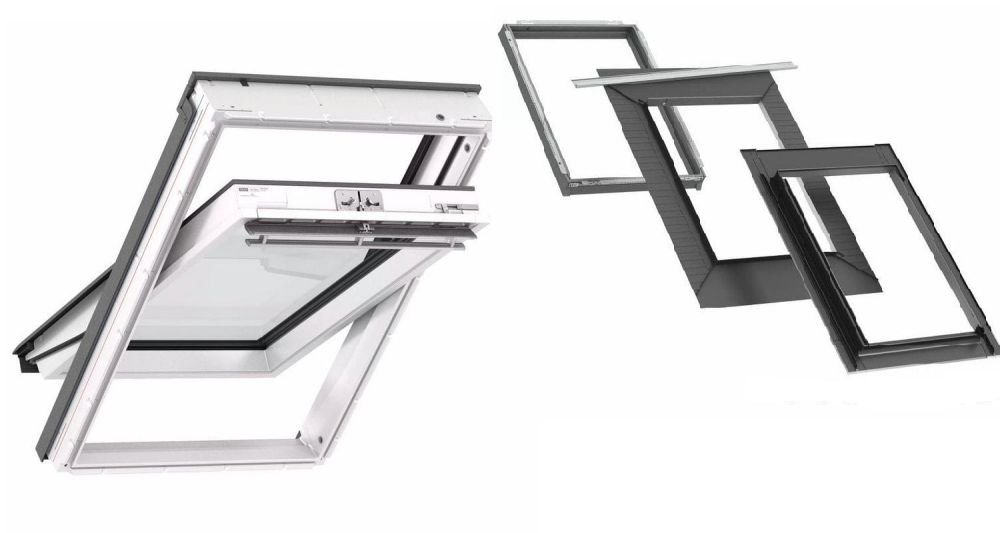 Pakiet: Okno VELUX GLU 0061 kołnierz EDT 2000 z ramą izolacyjną BDX (ciepły montaż)