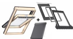 Pakiet: Okno VELUX GLL 1061 MK08 78x140 + kołnierz EDW 2000 z BDX + roleta elektryczna SML