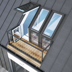Okno balkonowe Velux GEL M08 - bez ścianki kolankowej.