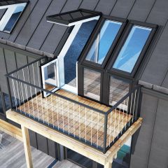 Okno balkonowe Velux GEL M08 - ze ścianką ścianką kolankową.