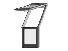 Okno balkonowe VELUX GEL 2065 malowane na biało, górny element.