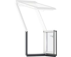 Balkon dachowy VELUX VEB M35 2065 78x109 malowane na biało, drewniane 3-szybowe, element dolny.