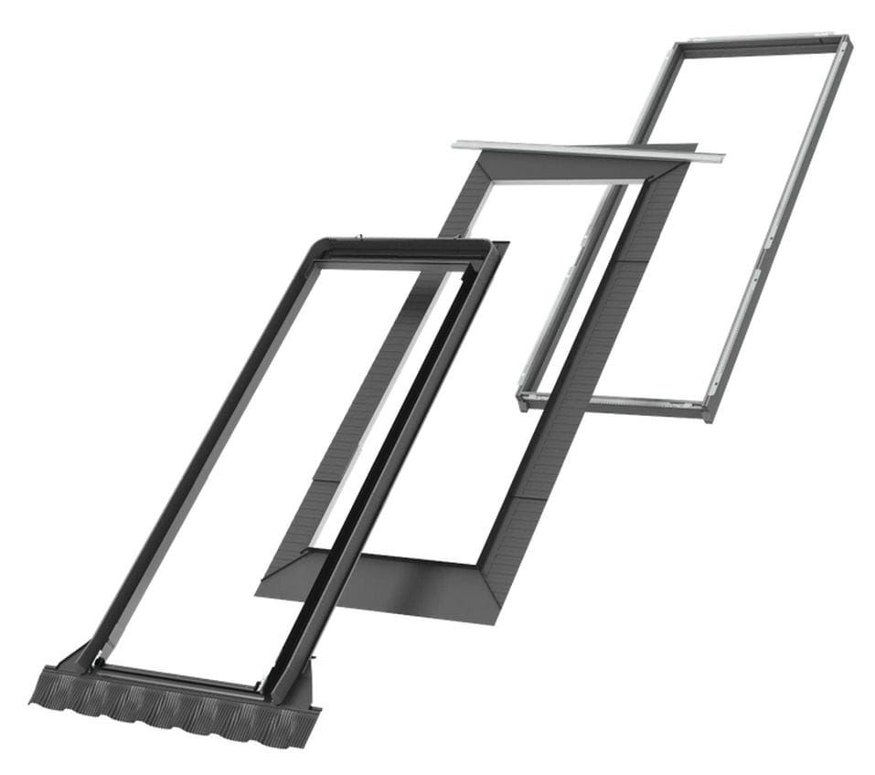 VELUX EDW 2000 - kołnierz uszczelniający, do balkonu dachowego VELUX GDL, do pokryć profilowanych z zestawem do ciepłego montażu BFX + BDX.