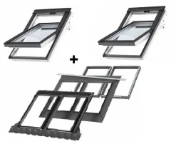 Zestaw: 2 x okno VELUX GLU 0061B MK06 78x118 + kołnierz podwójny EKW 2021M 2000 z BDX