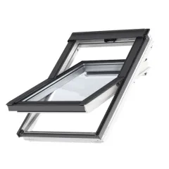 Okno dachowe VELUX GLU 0061B dolne otwieranie, poliuretanowe, białe - oblachowanie zewnętrzne.