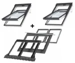 Zestaw: 2 x okno VELUX GLU 0061B FK06 66x118 + kołnierz podwójny EKW 2021M 2000 z BDX