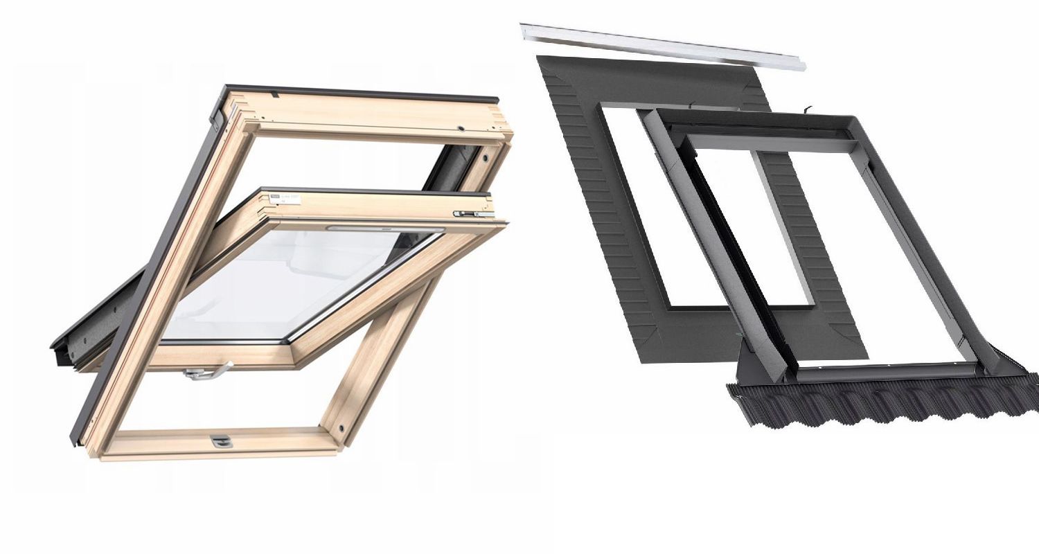 Pakiet okno VELUX GLL 1061B MK08 78x140 + kołnierz EDW 1000 EDW 1000 MK08 78x140 z izolacją przeciwwilgociową BFX.