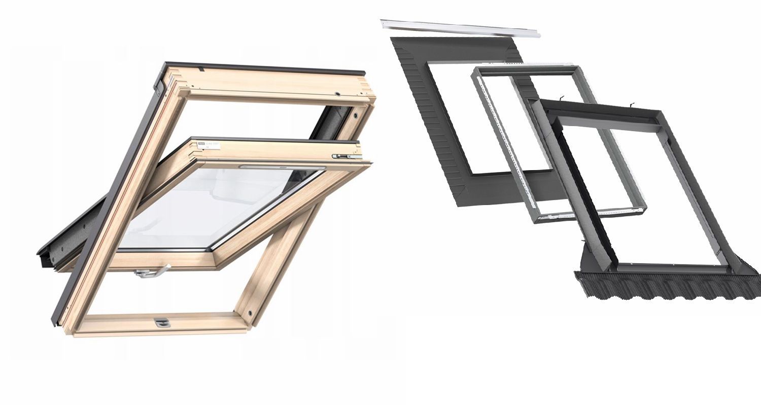 Pakiet okno VELUX GLL 1061B MK06 78x118 + kołnierz EDW 2000 MK06 78x118 z ramą izolacyjną BDX