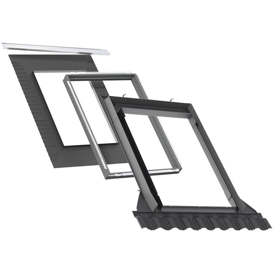 VELUX EDW 2000 - kołnierz uszczelniający do pokryć profilowanych z zestawem do ciepłego montażu BFX + BDX.